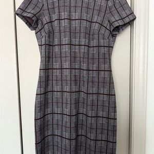 Calvin Klein Black and Gray Plaid Dress